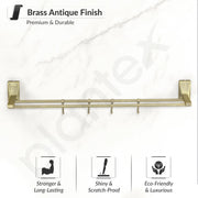 Plantex 304 Grade Stainless Steel 24 inch Dual Towel Rod/Towel Holder/Towel Hanger/Bathroom Accessories - Crystal (Brass Antique)