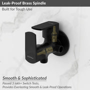 Plantex Angle Valve 2 in 1 with Brass Spindle/Two Way Angle Cock Tap with Wall Flange & Teflon Tape/Angle Valve for Bathroom- Pack of 1 (Saga, Black)