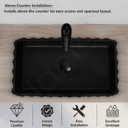 Plantex Ceramic Wash Basin for Bathroom/Table Top Ceramic Basin/Washbasin for Bathroom (Black - 24 x 14 x 5 Inch)