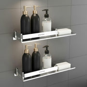 Plantex Stainless Steel Shelf for Bathroom/2in1 Multipurpose Bathroom Shelf with Soap Dish/Holder/Bathroom Organiser (15x5 Inches) â€“ Pack of 2