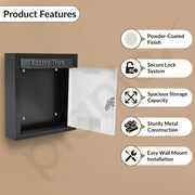 Plantex Letter Box - Mail Box/Post Box/Complaint Box/Suggestion Box/Donation Box/Letter Box for Home gate with Secure Lock (Black & Ivory) - Wall Mount A4 Size