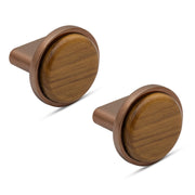 Plantex Round Drawer Knob/Pull-Push Knobs for Kitchen/Knobs for Cabinets/Bedroom Drawer - Pack of 2 (Small, Rose Gold & Wood)