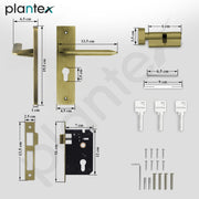 Plantex Heavy-Duty Door Lock Set - Main Door Lock Handle Set/ 6-Lever Lock Mechanism with 3 Years of Warranty/Mortise Lock with 3 Keys, Brass Lockbody & Cylinder (8105 -Brass Antique)
