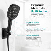 Plantex Hand Shower for Bath/4 Mode Multifunctional Shower/ABS Plastic Silicone Handheld Shower/Easy Mode Switching – (Black, APS-H592)