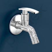 Plantex Single Lever Body Bib Cock Water Tap with Water Saving Nozzle/Washing Machine Tap with Wall Flange and Teflon Tape- Pack of 2 (1206-Chrome)