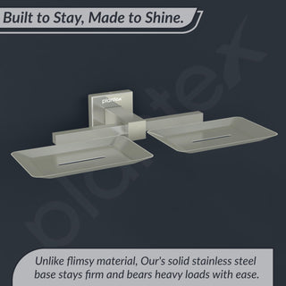 Plantex Stainless Steel Double Soap Holder for Bathroom/Soap Case/Dual Soap Dish/Soap Storage/Bathroom Accessories - Aqua (Satin)