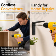 Plantex Cordless Drill Machine 12V/3/8 Inch 10mm Chuck/Brushed 550 Motor/0-600 RPM/10-15Nm Torque/Cordless Power Drill with Battery & Charger for Home DIY – Yellow (APS-ML-D015)