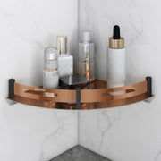 Plantex Bathroom Corner Rack for Wall/Stainless Steel Shelf for Bathroom Corner with Railings/Bathroom Accessories Holder (9x9 inches, PVD Rose Gold & Black)