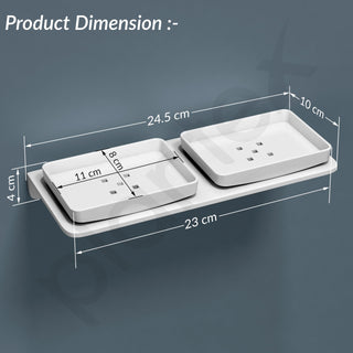 Plantex 5mm Acrylic Double Soap Dish/Soap Holder/Soap Stands for Bathroom & Kitchen/Bathroom Accessories - Wall Mount (White)
