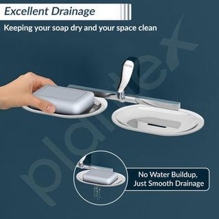 Plantex Rich Brass Unique Dual Soap Holder for Bathroom/Wall Mounted Soap Holder/Soap Stand/Soap Case/Bathroom Accessories (Chrome)