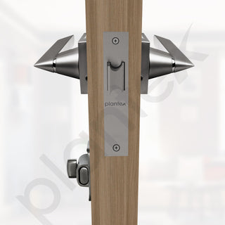 Plantex Premium Heavy-Duty Mortise Door Lock Handle Set for Bathroom/Store Room/Balcony/Office with Baby Latch and Push-Pull Handle - Weatherproof and Keyless (Satin Black-Matt) - Pack of 1