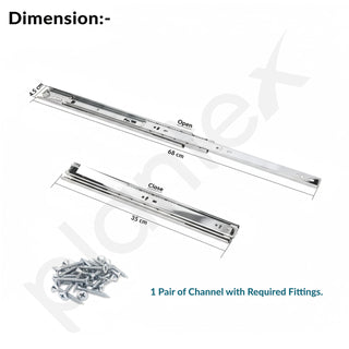 Plantex Drawer Channel/Regular Close Ball Bearing Channel for Drawer/Telescopic Drawer Channel for Wooden & Metals Drawers in Kitchen, Wardrobe, (14-Inch,Silver) 1 Pair Set
