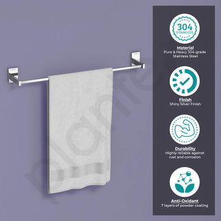 Plantex 304 Grade Stainless Steel 24 inch Towel Hanger for Bathroom/Towel Rod/Bar/Bathroom Accessories - iris (Chrome)
