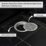 Plantex 304 Grade Stainless Steel Bathroom Drain Cover/Floor Drain Jali for Bathroom/Drainage Cover (5x5 inches) - (TRINEX, Chrome)