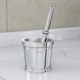 Plantex Heavy Stainless Steel/Mortar & Pestle Set/Spice Mixer/Khalbatta/Khal/Okli for Kitchen - Size 2(Dia: 7.5, H: 7 cm)