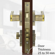 Plantex Triple Security Door Lock for Home/Main Door Lock Set with 3 Years of Warranty/Mortise Lock for Door with Brass Lock Body & Cylinder (7125, Brass Antique & Gold)