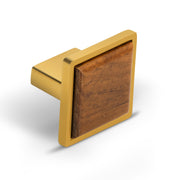 Plantex Knobs for Drawer | Kitchen Cabinet Knobs | Pulls Handles Knobs for Wardrobe, Kitchen | Square Drawer Pulls and Knobs- Pack of 1 (Gold & Wood)