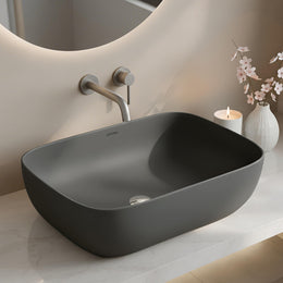 Plantex Wash Basin for Bathroom/Ceramic Basin/Rectangle Tabletop Basin/Wash Basin for Home/Restaurant (Cloud Grey - 18 x 13 x 5 Inch)