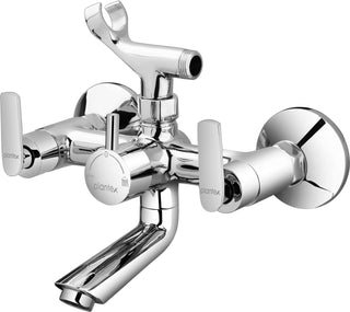Plantex Pure Brass Wall Mixer with Crutch for Arranging Hot & Cold Water in The Bathroom with Teflon Tape & Brass Wall Flange/Mixer tap for Bathroom/Bathroom Mixer Tap-(BAL-517-Chrome)