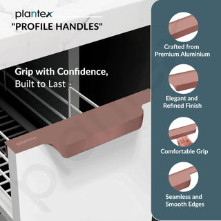 Plantex Profile Handle for Kitchen Cabinet/6 Inch Alluminium Drawer Profile Handle/Wardrobe Pull Handle for Home/Office/Hotel - Pack of 2 (Rose Gold)