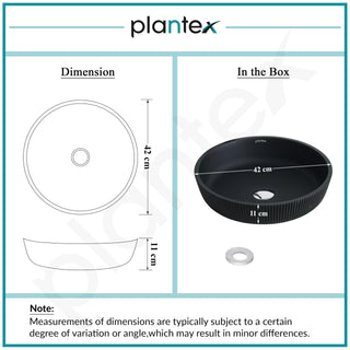Plantex Wash Basin for Bathroom/Glass Table Top Wash Basin/Countertop Basin for Home/Office - (Black)