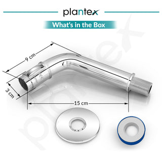Plantex Pure Brass MAG-1201 Mouth-Flow Swan Neck Bib Cock Water Tap with Teflon Tape & Brass Wall Flange with Bib Tap with Water Saving Nozzle 7-Year Warranty (Mirror Chrome)