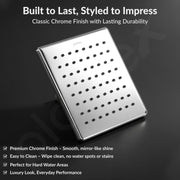 Plantex Stainless Steel Overhead Shower 6 x 6 inch with Water-Saving Technology/High pressure Rain Shower Head without Shower Arm/Bathroom Shower -(Elegance-Chrome)