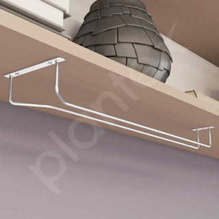 Plantex Stainless Steel Wine Glass Rack/Holder Upside Down Glass Hanging Organizer/Glass Hanging Stand for Pubs/Kitchen/Bars - (Single Line - L20 x W4.5 Inches), Tiered Shelf