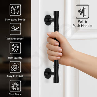 Plantex 8 Inch Heavy-Duty Door Handle for Main Door/Stainless Steel Pull Push Main Door Handle/3 Years Warranty Pack of 2 (S-140, Black)