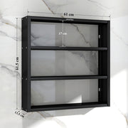 Plantex Premium Steel 3 Tier Spice Rack/Multipurpose Shelf/Spice Jar Organizer/Storage Rack for Kitchen/Wall Mounted/Shelf for Bathroom/Livingroom/Bedroom (Black)
