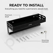 Plantex Aluminium Multipurpose Shelf with Towel Holder/Bathroom Shelf Rack/Bathroom Organizer/Bathroom Accessories - Pack of 1 (9515, Black)