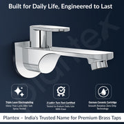 Plantex Pure Brass ORN-202 Tap for Bathroom with Water Saving Aerator/Bib Cock with Wall Flange and Teflon Tape-7 Year Warranty (Chrome)
