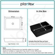 Plantex Melamine Wash Basin/Counter Top Washbasin for Bathroom/Restaurants/Office (Black, 18 x 13 x 4.5 Inch)
