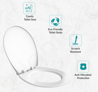 Plantex Polypropylene Western Toilet Seat/Toilet Seat For Bathroom/Commode Seat Cover/Western Toilet/Seat Cover for EWC - Oval Shape (Glossy White)