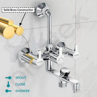 Plantex Brass Wall Mixer for Bathroom 3 in 1/L-Bend Connector for Overhead/Hand Shower/Spout Mixer Tap/Mixture Tap for Bathroom with 7-Year Manufacturer's Warranty-(Flo-819 Chrome)