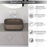 Plantex Ceramic Wall-Hung Commode with Tabletop Wash Basin for Bathroom/Rimless Washdown Flush Western Toilet/Bathroom Wash Basin - P Trap Commode - Choco