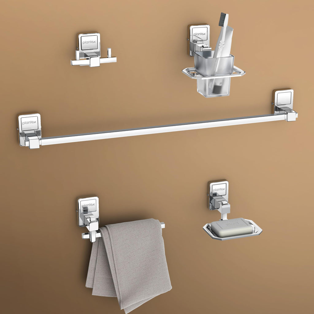 Plantex 304 Grade Stainless Steel Bathroom Accessories Set of 5 - Towel ...