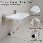 Plantex 304 Grade Stainless Steel and ABS Shower Seat for Bathroom/Shower Chair/Bathroom Chair for Senior Citizen/Foldable Shower Stool for Senior Citizens & Disabled - White