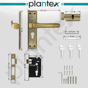 Plantex Heavy-Duty Door Lock Set - Main Door Lock Plate Handle Set/6-Lever Mechanism Mortise Locks with 3 Keys/Brass Locks Body & Cylinder (PTP-012- Brass Antique & Gold)