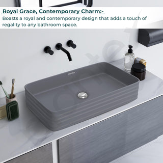 Plantex Ceramic Designer Washbasin for Bathroom/Countertop Bathroom Basin/Rectangle Tabletop Wash Basin for Restaurant/Hotel - (3063, Cloud Grey)
