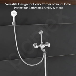 Plantex Pure Brass 3 in 1 Wall Mixer for Bathroom/Mixer L-Bend Provision for Overhead and Hand Shower/Bathroom Mixer 3 in 1 with Shower -7 Year Warranty by Plantex (Chrome)