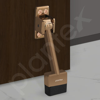 Plantex 5 Inch Long Gate Stopper for The Wooden Door/Door Stopper with Rubber Grip - (Pack of 3) Rose Gold