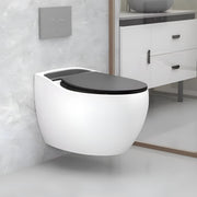 Plantex Imported Commode/Ceramic Wall Hung Commode/Rimless Washdown Western Toilet with Soft Closing Toilet Seat - P Trap Outlet (White and Black)