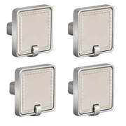 Plantex Knobs for Drawers/Drawer Knobs/Square Knob for Cabinets/Pull-Push Knob for Kitchen/Bedroom/Drawer - Pack of 4 (Satin Steel & Chrome)