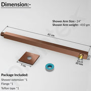 Plantex 24-Inch Shower Arm for Overhead Shower/Stainless Steel Shower Pipe/Wall Mount Bathroom Fitting with Â½-Inch Thread - Pack of 1 (Rose Gold)