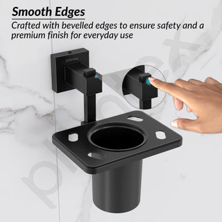 Plantex 304 Grade Stainless Steel Tooth Brush Holder/Tumbler Holder/Bathroom Accessories - Splash (Black)