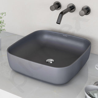 Plantex Premium Tabletop Ceramic Square Wash Basin/Countertop Bathroom Sink (Smoke, 16 x 16 x 5 Inch)