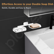 Plantex Double Soap Dish for Bathroom/304 Grade Stainless Steel Soap Holder/Dual Soap Stand/Bathroom Accessories - Pack of 1 (Delta - 2807, Chrome)
