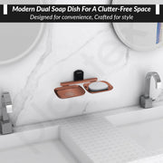 Plantex Double Soap Dish for Bathroom/304 Grade Stainless Steel Soap Holder for washbasin/Soap Stand/Bathroom Accessories - Parv (Rose Gold & Black)