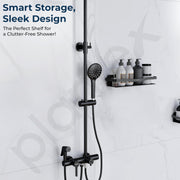Plantex Self Adhesive Bathroom Shelf/Stainless Steel Bathroom Organiser/Wall Adhesive Shelf/No Drill Bathroom Shelves/Kitchen Organizer-Pack of 1(12x4 Inch, Black)